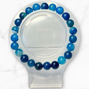8mm Blue Banded Agate Bracelet